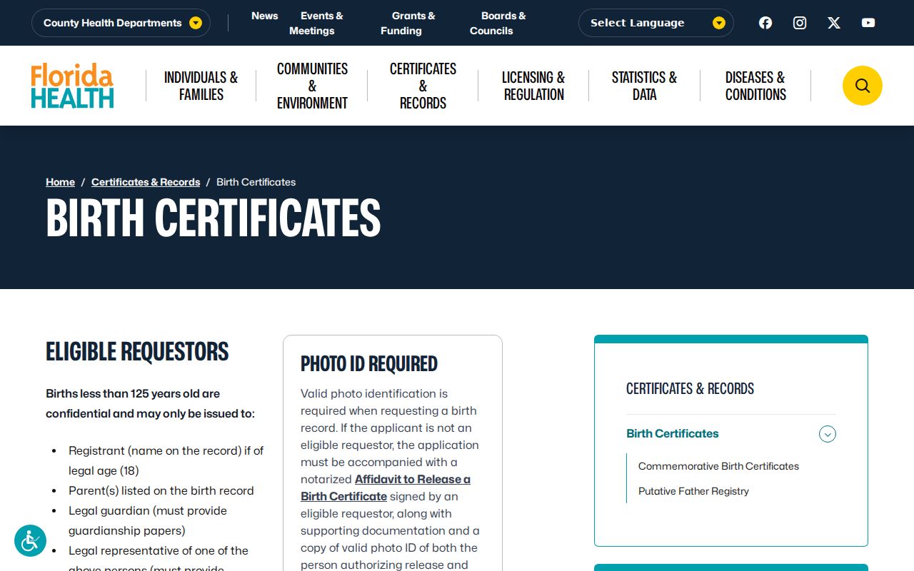Davie neighbors Florida birth certificate access limits