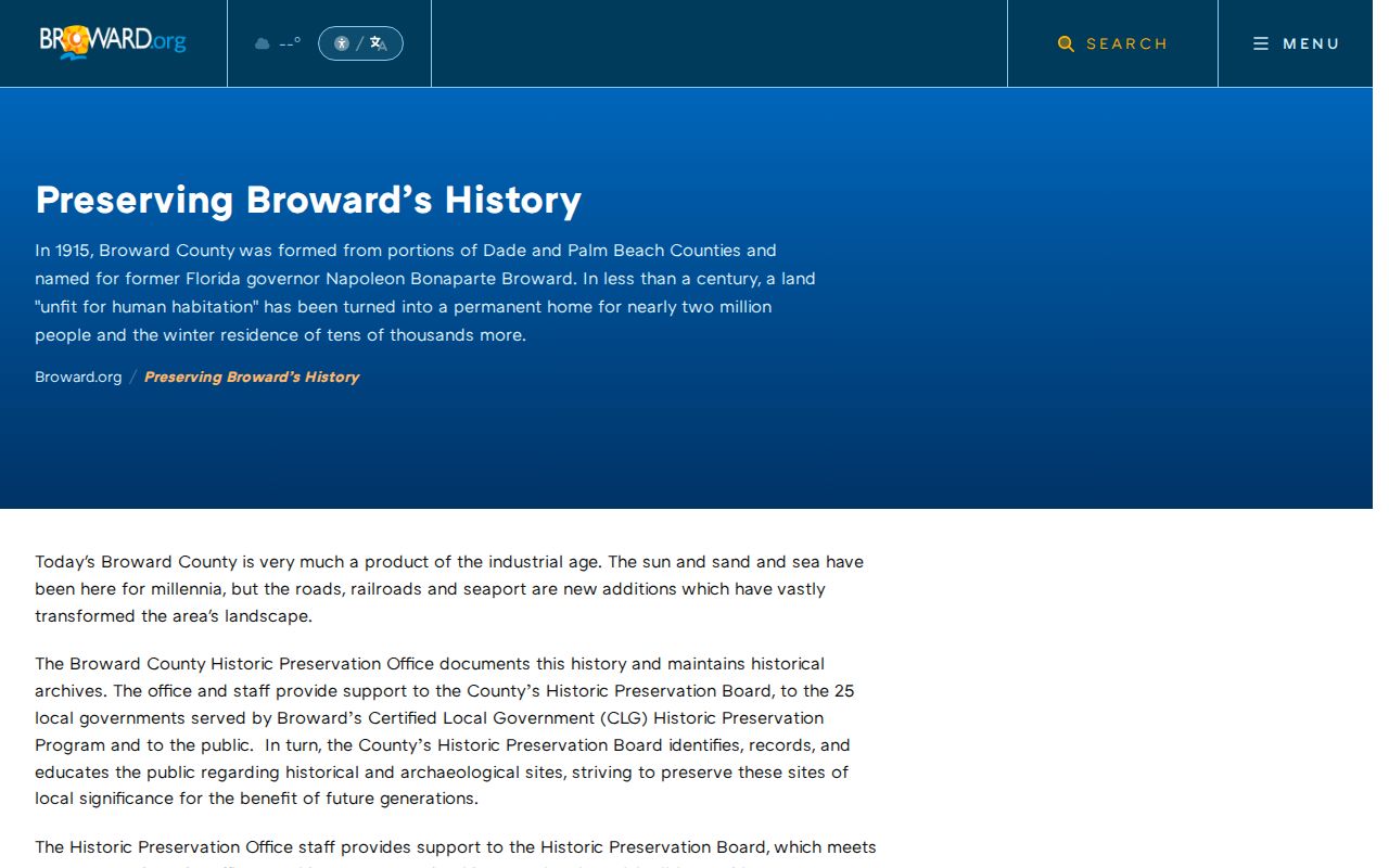 Davie previous residents Broward history holdings