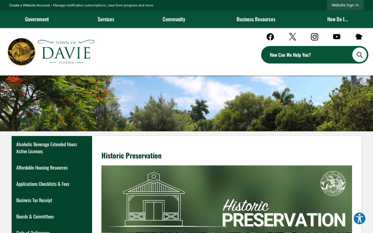 Davie previous residents historic preservation resources
