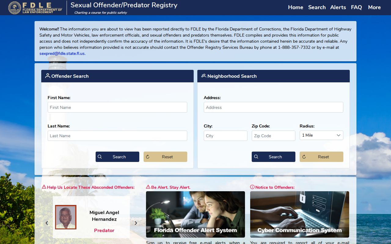 Davie resident lookup in the FDLE registry